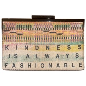 Rachel Roy Kindness is Always Fashionable Ghana Clutch‎ Purse Cotton Linen Blend